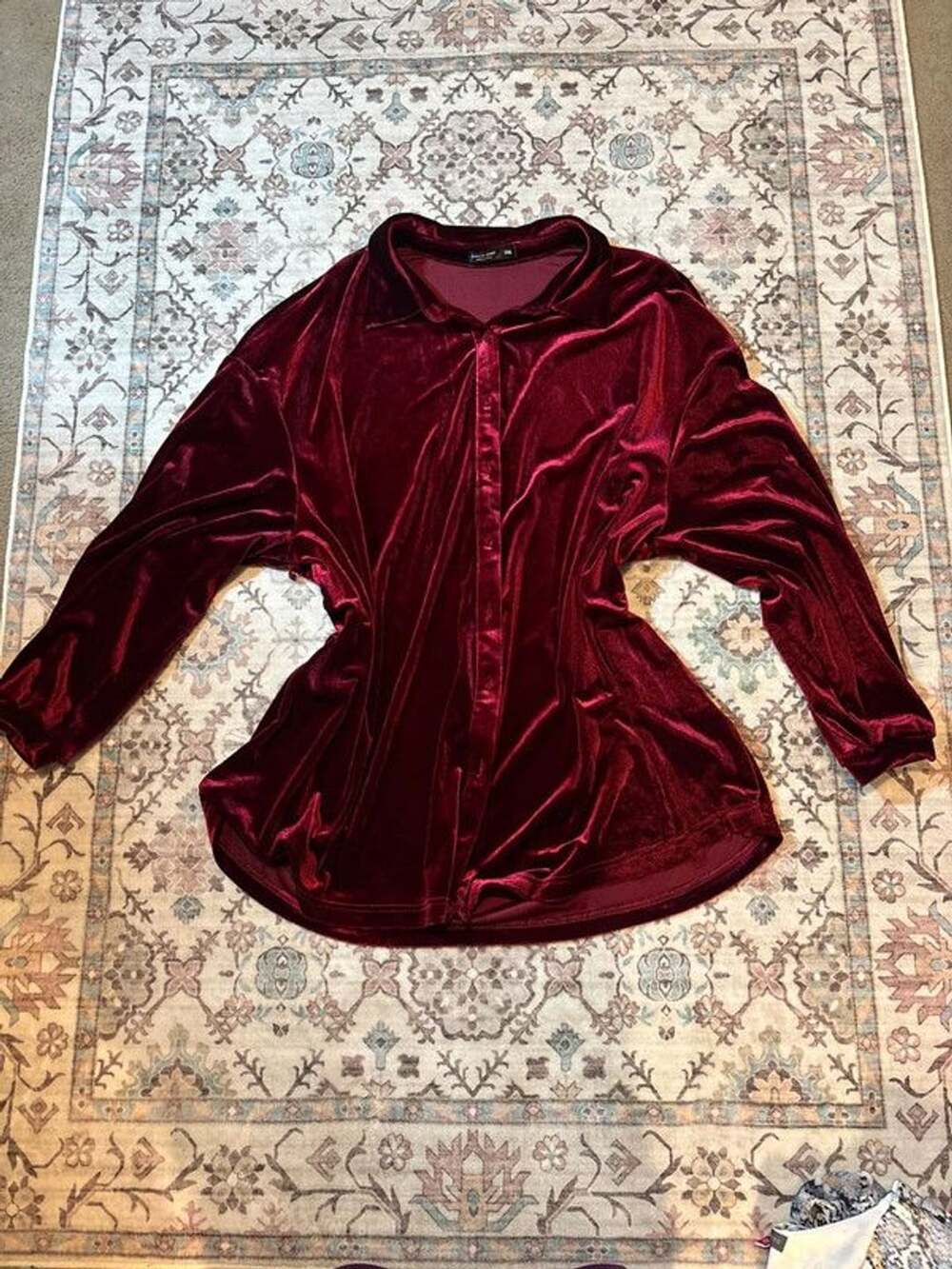 Shein Curve Velvet Button up Top size 1XL